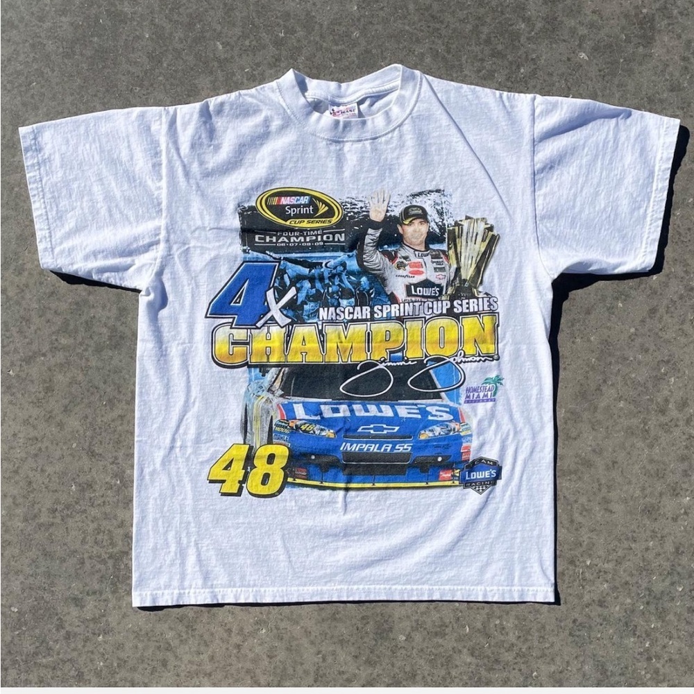 Jimmie Johnson Four Time Championship Vtg Nascar Chase Authentics T-Shirt (L)